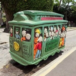 Vtg Ceramic San Francisco #504 Trolley Cable Car Bank Hyde & Beach Powell Hyde